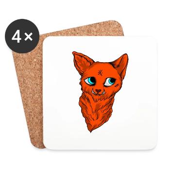 Chats drôles 5 - Dessous de verre (lot de 4) - blanc - Devant