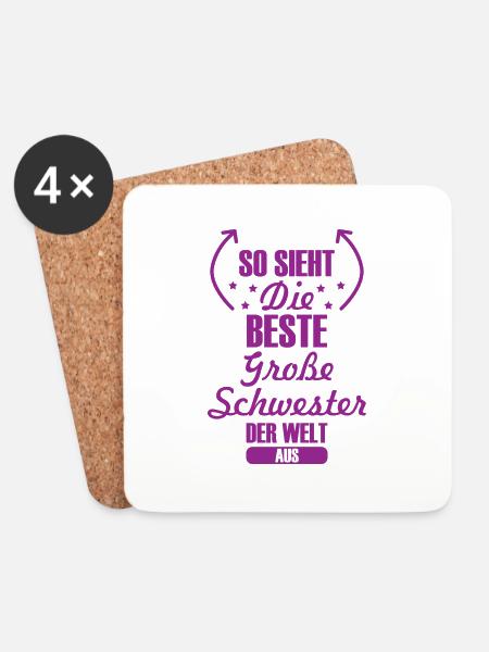 Beste Große Schwester Schwangerschaft Geschenk - Untersetzer (4er-Set) - Weiß