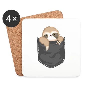 Süßes Faultier in Brusttasche - Untersetzer (4er-Set) - Weiß - Vorne