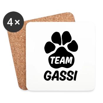 Team Gassi - Dog Paw - for Dog Owners - Coasters (set of 4) - white - Front