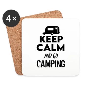 Keep Calm Camping Campen Campingbus Caravan - Untersetzer (4er-Set) - Weiß - Vorne
