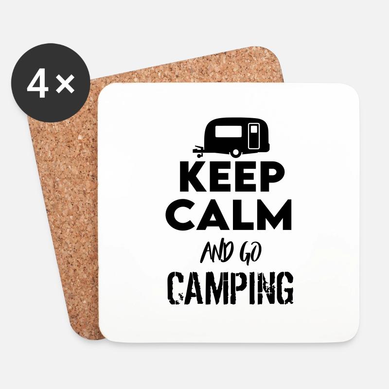 Keep Calm Camping Camping Camper Caravan - Brikker (sett med 4) - hvit