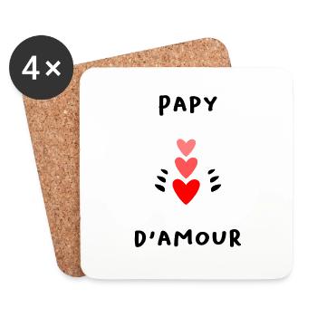 PAPY. PAPY D'AMOUR. PAPA. FÊTE DES PÈRES. - Dessous de verre (lot de 4) - blanc - Devant