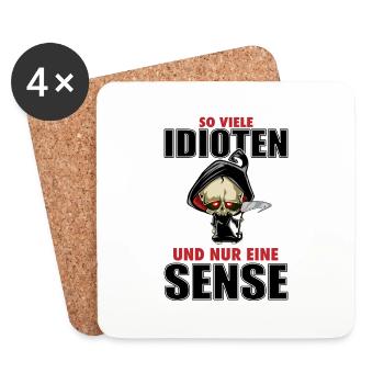 So viele Idioten und nur eine Sense Reaper Fun - Untersetzer (4er-Set) - Weiß - Vorne
