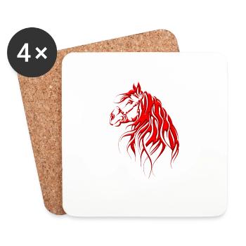 Horse - cheval - animal de course - Dessous de verre (lot de 4) - blanc - Devant