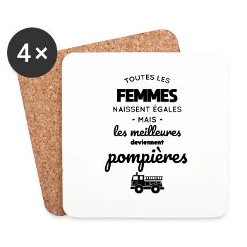 Femmes égales les meilleures deviennent pompières - Dessous de verre (lot de 4) - blanc - Devant