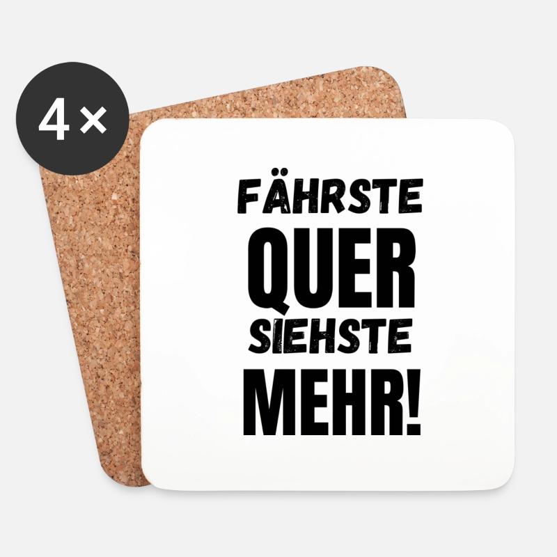 Fährste Quer Siehste Mehr! - Untersetzer (4er-Set) - Weiß