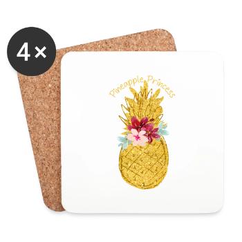 pineapple princess pineapple flower - Coasters (set of 4) - white - Front