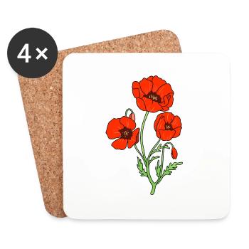 corn poppy - Coasters (set of 4) - white - Front