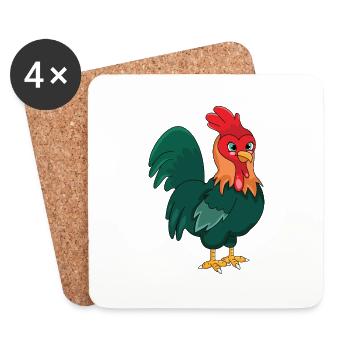 Le coq - Dessous de verre (lot de 4) - blanc - Devant