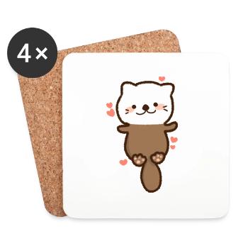 Kawaii baby Seeotter kawaii Herzen - Untersetzer (4er-Set) - Weiß - Vorne