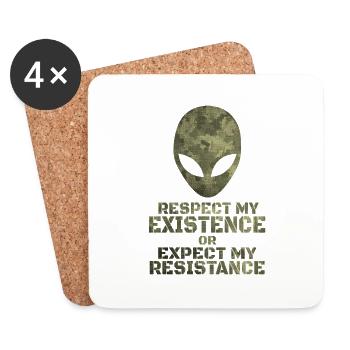 Respecter mon existence ou attendre ma résistance - Dessous de verre (lot de 4) - blanc - Devant
