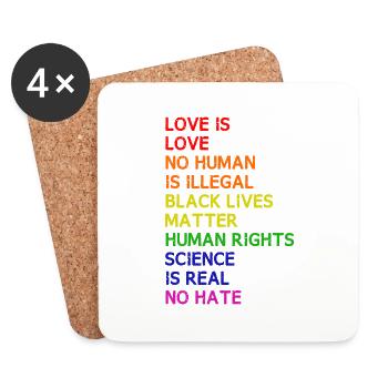 LGBTQ & Humans Rights Shirt - Untersetzer (4er-Set) - Weiß - Vorne