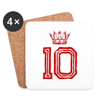 Couronne de 10 chiffres - Dessous de verre (lot de 4) - blanc - Devant