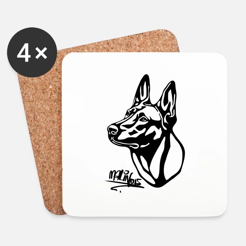 Malinois withoutBackground text - Untersetzer (4er-Set) - Weiß