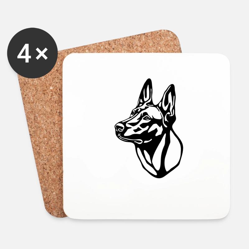 2 Malinois withoutBackground text - Untersetzer (4er-Set) - Weiß