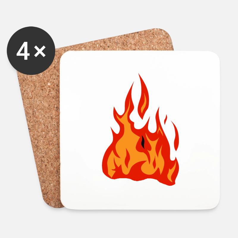 Flamme Feuer brennt - Untersetzer (4er-Set) - Weiß
