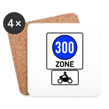 At least 300km/h Free Motorcycle Zone - Coasters (set of 4) - white - Front