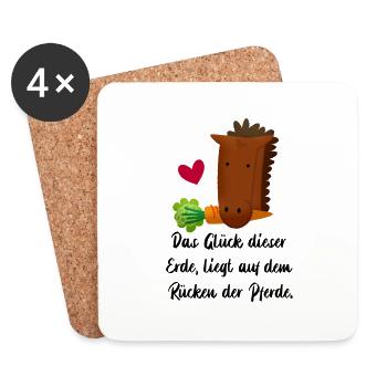 Glück Pferde Herz Spruch Pferd Hobby reiten Idee - Untersetzer (4er-Set) - Weiß - Vorne