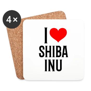 i heart shiba inu - I love my shiba inu - Coasters (set of 4) - white - Front