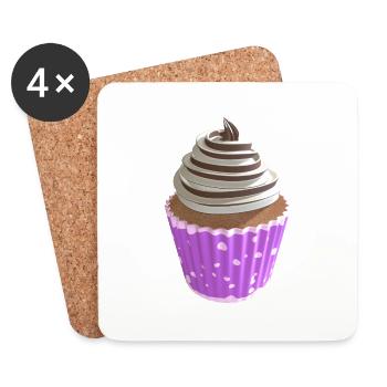 Cupcake Vanilla and Chocolate - Coasters (set of 4) - white - Front