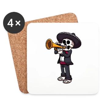 Mariachi Skeleton spielt Trompete - Untersetzer (4er-Set) - Weiß - Vorne