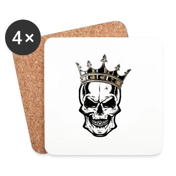 tete de mort couronne crane fantaisie pirate - Dessous de verre (lot de 4) - blanc - Devant
