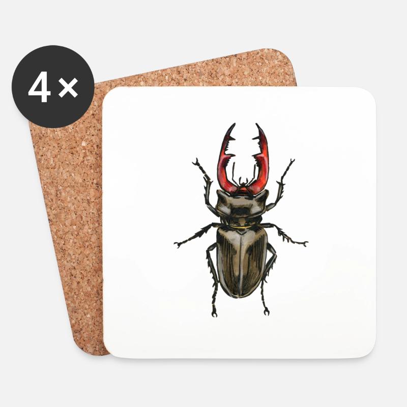 Stag beetle - Coasters (set of 4) - white