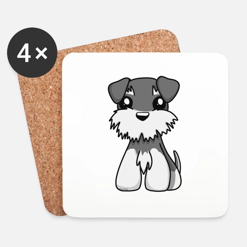 Schnauzer 1 - Untersetzer (4er-Set) - Weiß