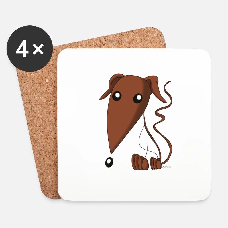 Brauner Spanischer Windhund - Untersetzer (4er-Set) - Weiß