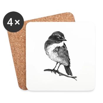 Oiseau - Dessous de verre (lot de 4) - blanc - Devant