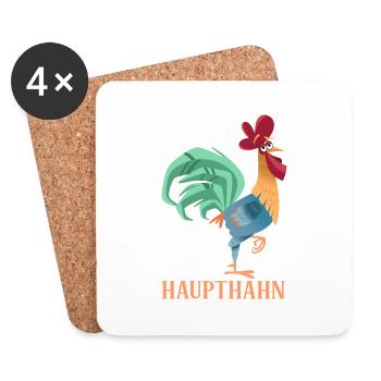 Hahn Spruch Huhn Geschenk - Untersetzer (4er-Set) - Weiß - Vorne