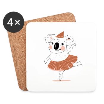 Danse Koala Girl - Dessous de verre (lot de 4) - blanc - Devant