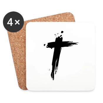 Kreuz - Untersetzer (4er-Set) - Weiß - Vorne