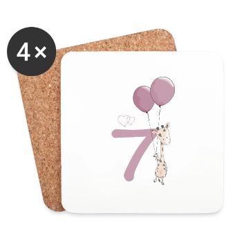Petite girafe mignonne pour 7ème anniversaire - Dessous de verre (lot de 4) - blanc - Devant