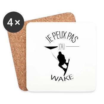 Je peux pas j'ai Wakeboard ! - WAKE - Dessous de verre (lot de 4) - blanc - Devant