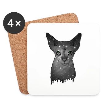 Ägyptische Katze Sphynx Cat - Untersetzer (4er-Set) - Weiß - Vorne