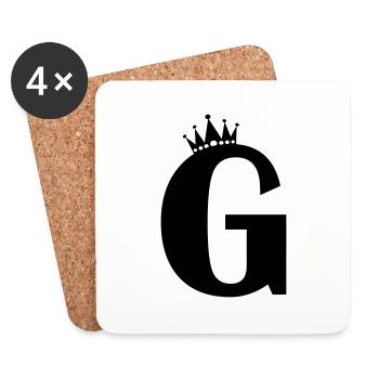 lettre G couronne - Dessous de verre (lot de 4) - blanc - Devant