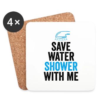 Wasser sparen Dusche mit mir - Untersetzer (4er-Set) - Weiß - Vorne