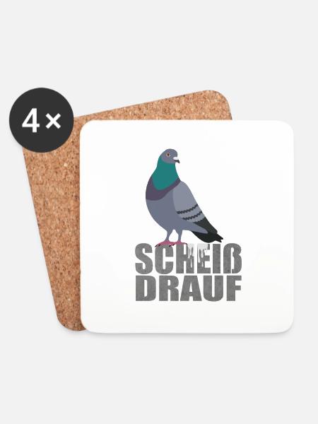 Taube Scheiß drauf - Untersetzer (4er-Set) - Weiß