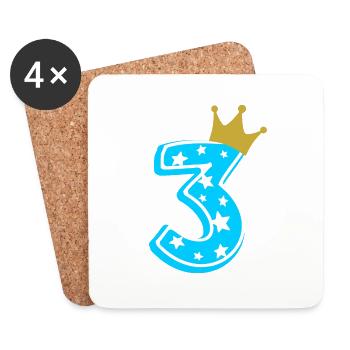 3 Couronne 3ème anniversaire 3 ans - Dessous de verre (lot de 4) - blanc - Devant