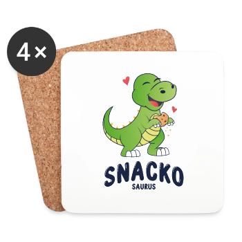 Snackosaurus with cookie gift idea - Coasters (set of 4) - white - Front