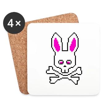 Crâne Lapin Rose - Dessous de verre (lot de 4) - blanc - Devant