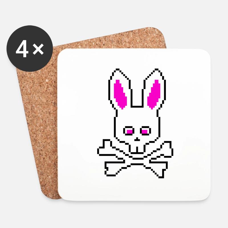 Totenkopf Hase Pink - Untersetzer (4er-Set) - Weiß