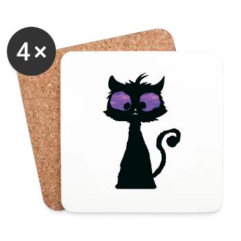 Psychedelic cat - Coasters (set of 4) - white - Front