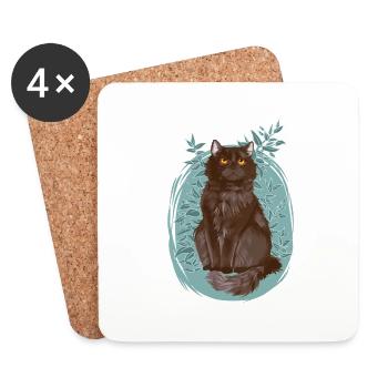 Plantes de chat gris noir Yellowfang Yellowtooth - Dessous de verre (lot de 4) - blanc - Devant