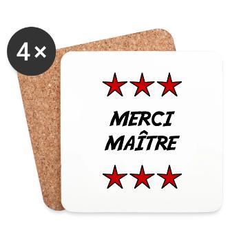 MERCI. MERCI MAÎTRE. CADEAU MAÎTRE. VACANCES. ÉTÉ. - Dessous de verre (lot de 4) - blanc - Devant