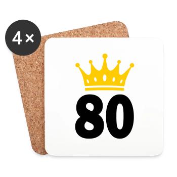 80 Krone 80. Geburtstag 80 Jahre - Untersetzer (4er-Set) - Weiß - Vorne