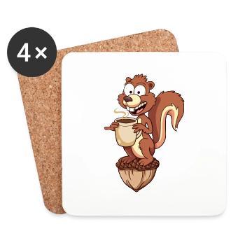 Benno the Squirrel (mit Eichel) - Untersetzer (4er-Set) - Weiß - Vorne