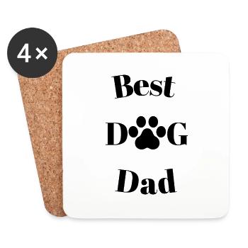 Logo du meilleur papa de chien noir | Pour le papa chien - Dessous de verre (lot de 4) - blanc - Devant